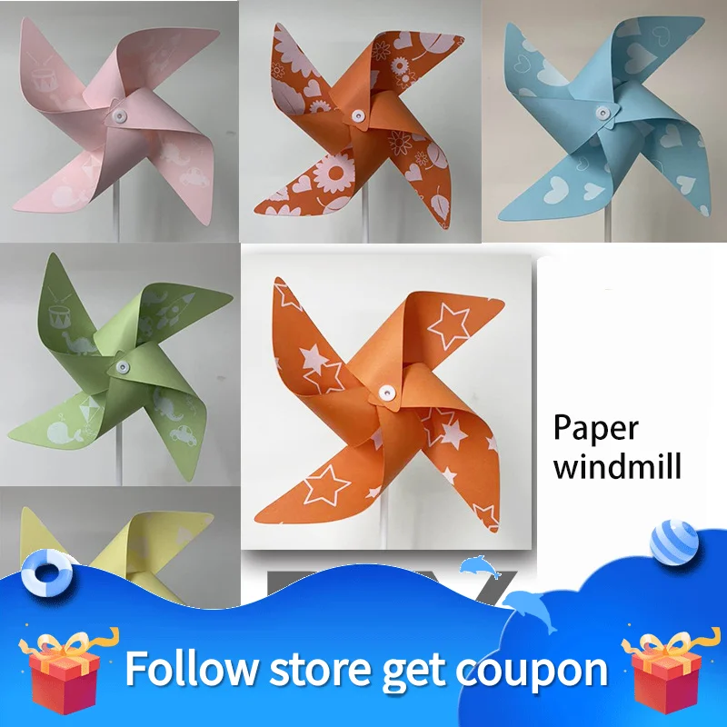 20 pçs papel moinho de vento brinquedos para crianças origami pendurado decoração presente diy jogos materiais artesanais pintados à mão originalidade