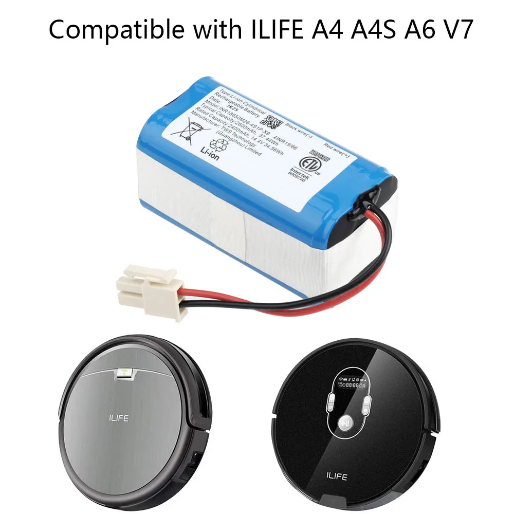 2600mAh 14.4V Robot Vacuum Cleaner Rechargeable Li-ion Battery for ILIFE ecovacs A4s, A4, A6, A9, V7, V7s, V7s Pro Robotic Chuwi