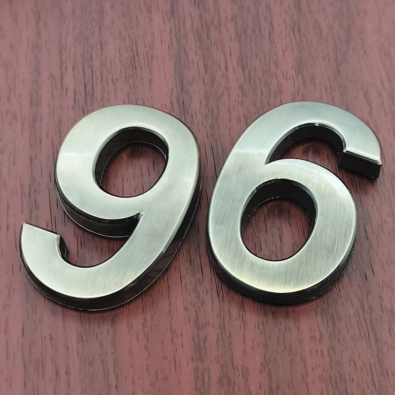 5CM House Number Modern Door Plaque Number Sticker Hotel Door Address Digits Sticker Plate Sign ABS Plastic Label Gray Color 0-9