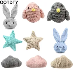 Sucette en coton crocheté à la main, lapin oiseau nuages étoile DIY bébé sucette chaîne accessoires nouveau-né anneau de dentition jouet cadeaux