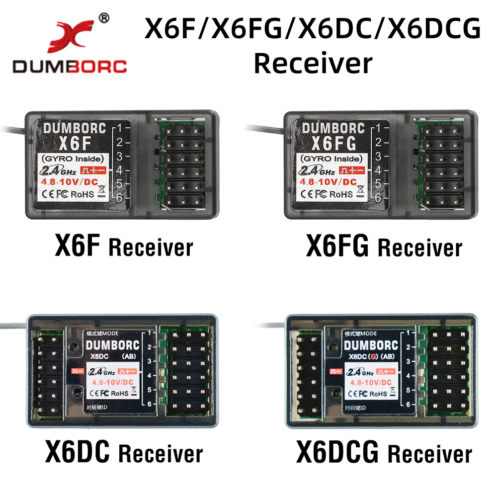 DUMBORC X6F/X6FG/X6DC/X6DCG 2.4G 6CH Odbiornik systemu sterowania radiowego dla X4 X5 X6 X6P Nadajnik RC Samochód Łódź Pilot zdalnego sterowania