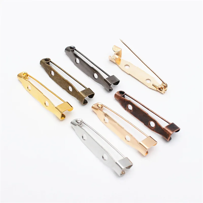 Alfileres de broche de barra de 15-30mm, broche de insignia, Pin trasero, etiqueta de nombre de seguridad, accesorios de bricolaje, etiquetas de nombre de insignia, joyería, 30-50 Uds.