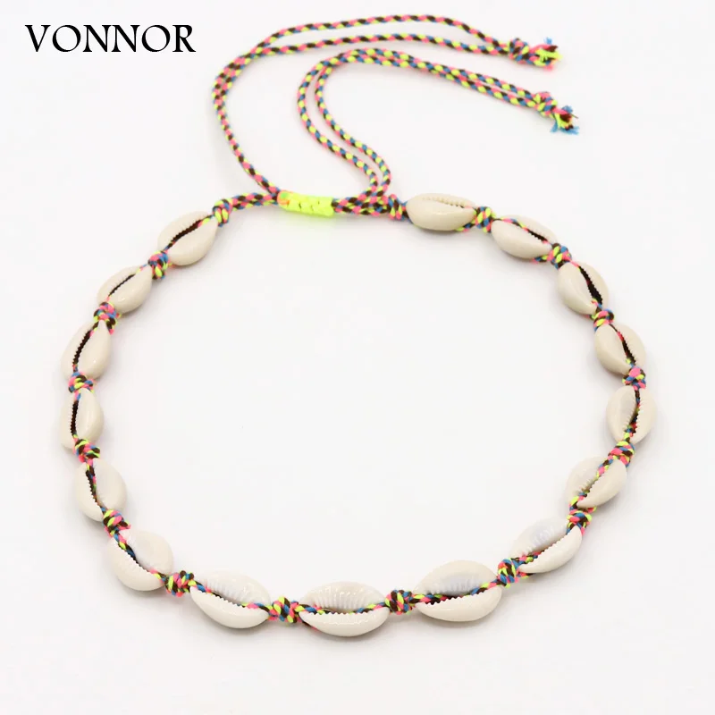 Shell Necklace Women's Neck Chain Jewelry Adjustable Handwoven Summer Beach Choker Necklace Female Girls Accessories