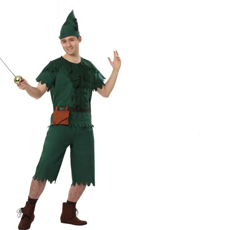 Peter Pan dzieci sukienka dla dorosłych Up kostiumy T-shirt z paskiem kapelusz Halloween na imprezę Cosplay chłopiec na fantazyjne karnawałowe ubrania do odgrywania ról