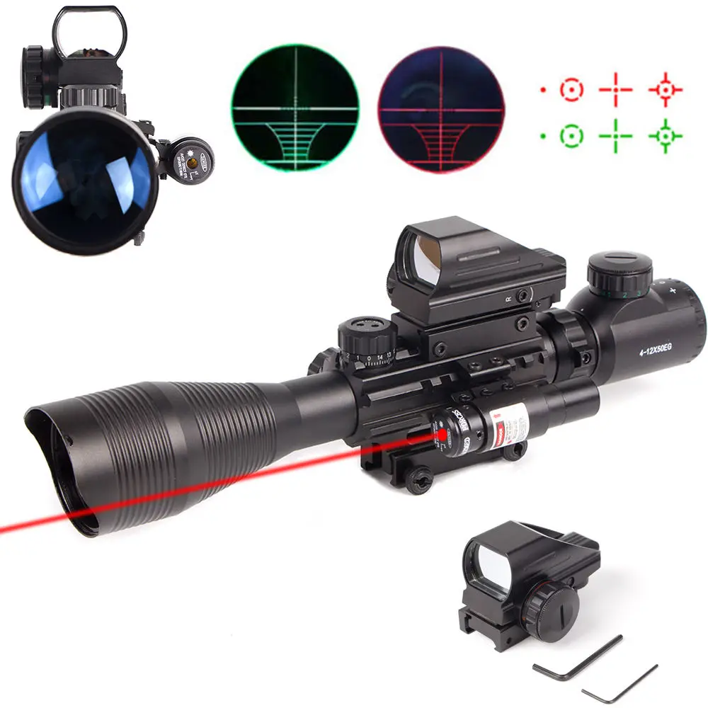 

Aiming Rifle Scope 4-12X50EG with Holographic 4 Reticle Sight & Red Laser