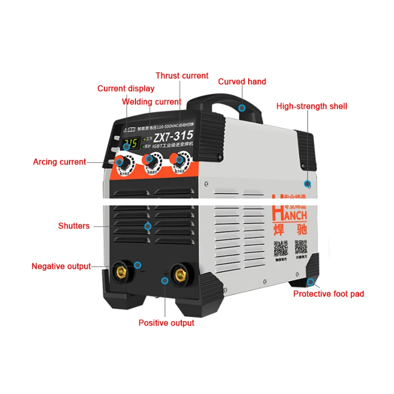 Imagem -03 - Máquina de Solda Elétrica de Dupla Tensão Doméstica Máquina de Solda Inteligente dc All-copper Grau Industrial Igbt 315 v 220v 380v