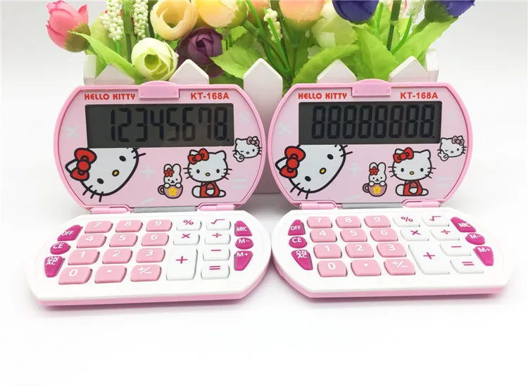 8-digit extra large display Pocket flip Head cute cartoon Calculator Portable Carry Fold Mini Calculator for Girls