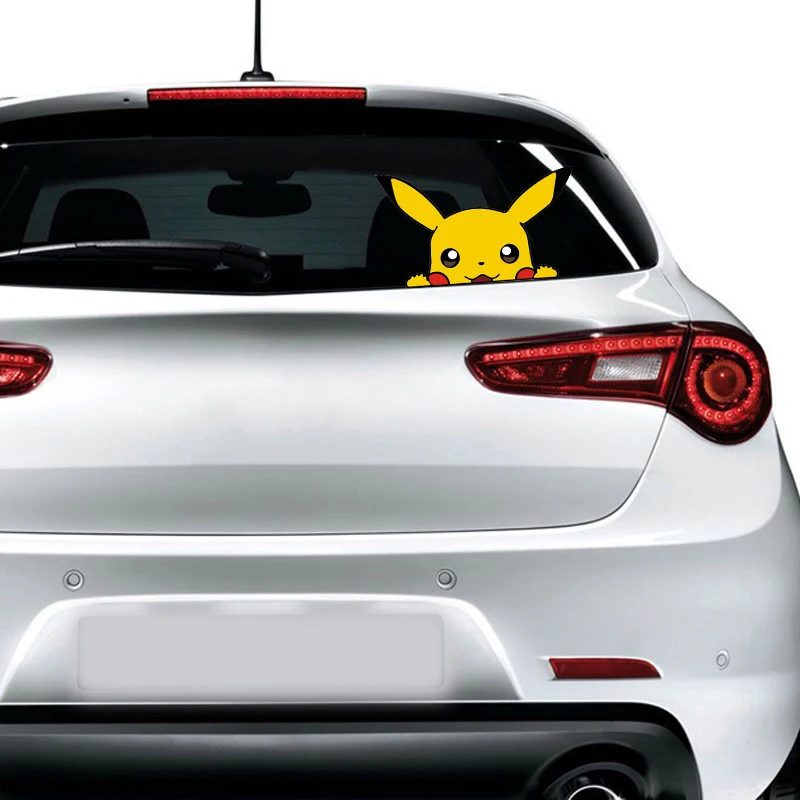 Kawaii Pokemon Pikachu Car Stickers Cartoon Styling Waterproof Auto Window Driving Mirror Decals Car Windshield Decorations