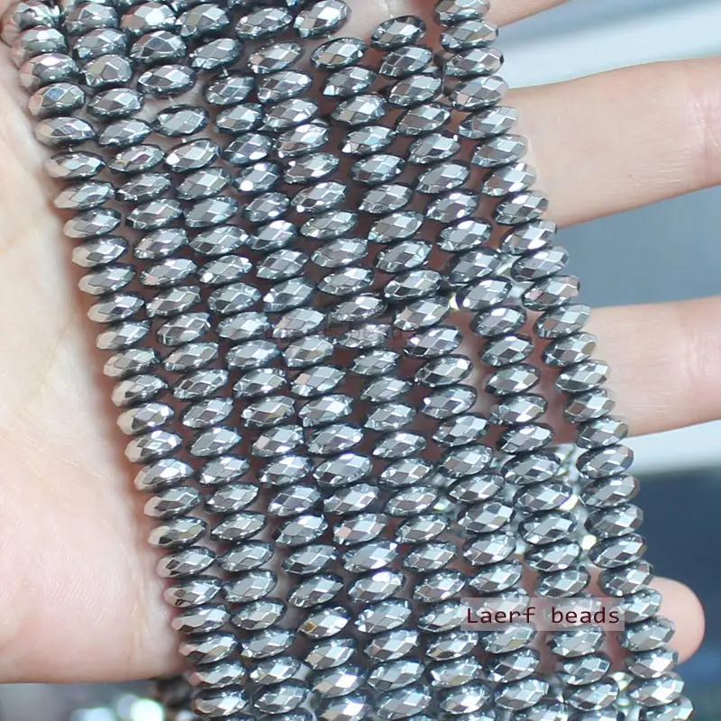 Natural Hematite Silvery Color Faceted Rondelle 2x3mm-3x8mm beads ,For DIYJewelry making! Mixed wholesale for all items !