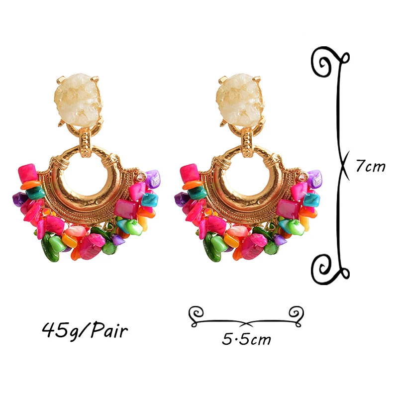 Vintage Handmade Beaded Earring For Women Boho Jewelry Resin Stone Statement Jewelry Bohemian Ear Ring Drop Earrings