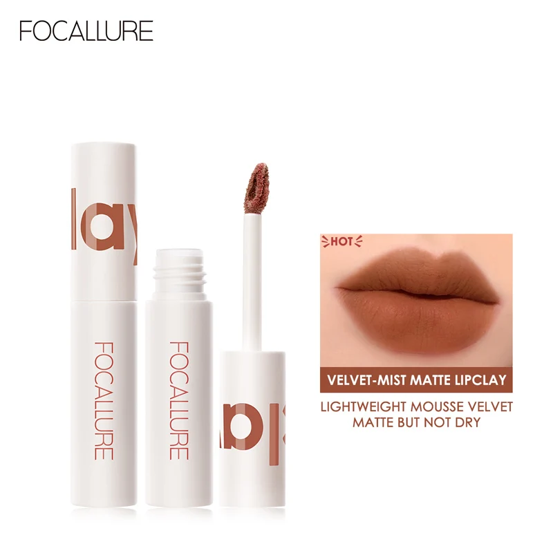 FOCALLURE lápiz labial mate, terciopelo, arcilla para labios, crema para labios no seca, 17 colores, maquillaje cosmético para labios Nude melocotón