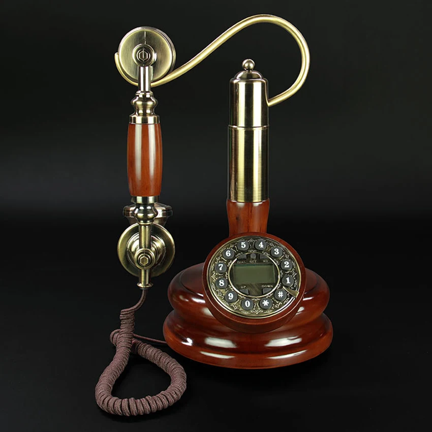 Antique Phone Candlestick Button Dial Telephone with Caller ID, FSK and DTMF, Retro Corded Phone Vintage Decorative Telephones