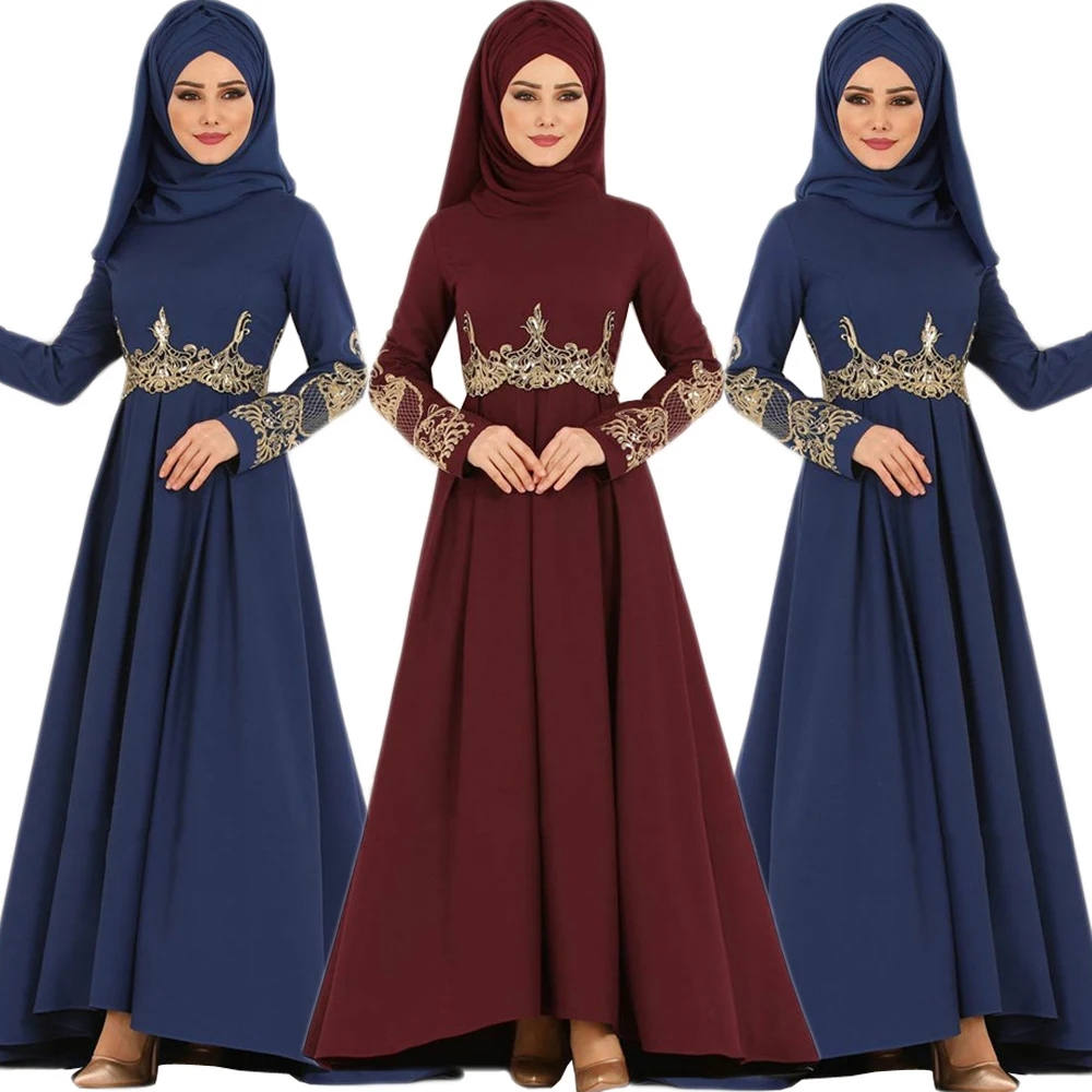 

Muslim Embroidery Vintage Long Dress Female Arabic Abaya Women Ramadan Islamic Eid Clothing Kaftan Dubai Turkish Middle East New