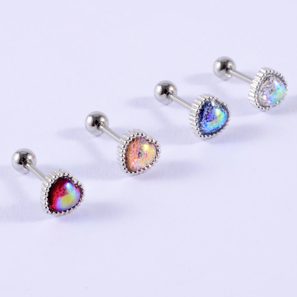 1pcs Surgical Steel Colorful Zircon Ear Studs Cartilage Helix Lobe Conch Piercing Earrings Woman Nose Body Piercing Jewelry 20g