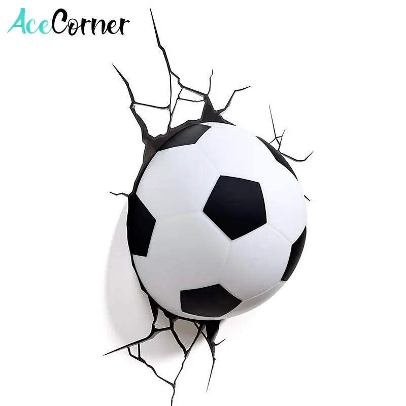 Acecorner Football 3D LED Lamp Bedroom Living Room Sport Creative Wall Lamp Decoration Night Light Toy Boys Birthday Kids Gift