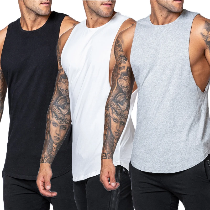 

3 Pack Fitness clothing Cotton fashion sleeveless shirt gym stringer tank top men bodybuilding vest men sportwear tanktop