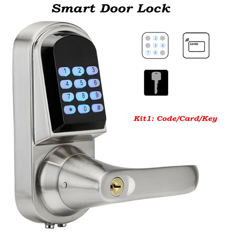 RFID Door Lock Gate opener Digital lock Mechanical Key Home Wooden/Iron Door Access control Touching Button