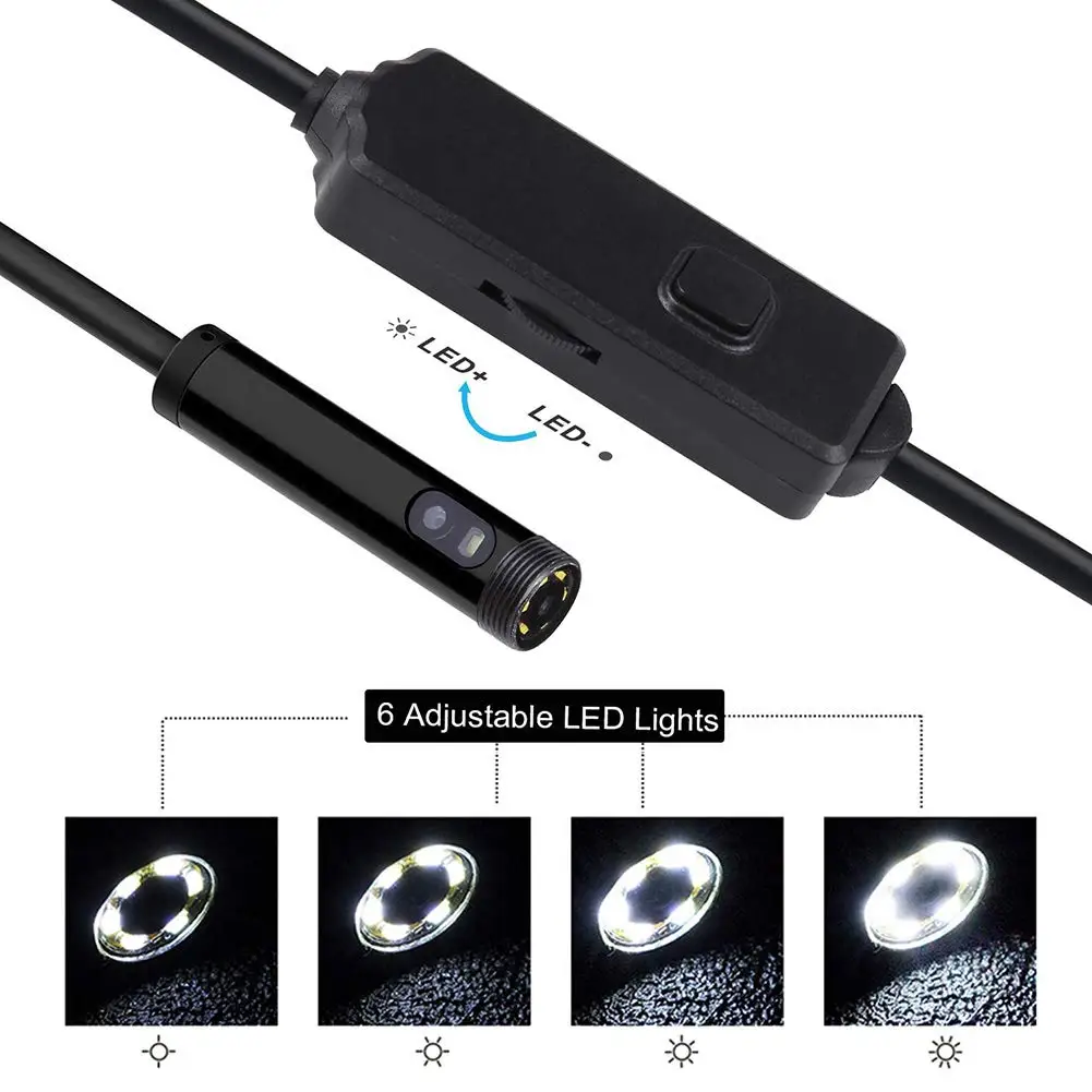 8mm 1m 3.5m 5m Dual Lens Endoscope Inspection Camera IP67 Waterproof 2MP Borescope Snake Inspection Tube Camera for Android  PC