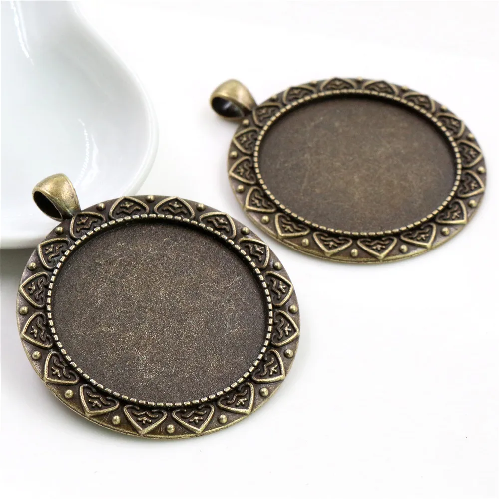 5pcs/lot 35mm Inner Size Antique Bronze and Silver colors plated Vintage baroque Style Cabochon Base Setting Charms Pendant