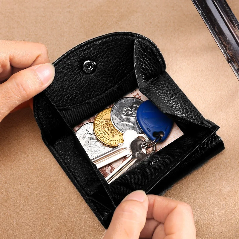 T195 Neat Girl Billfold Coin Organizer Lady Cowhide Small Handbag Top Layer Cow Leather Card Holder Bag Wallet Clutch Flap Purse