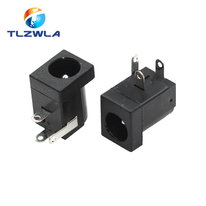 10 sztuk 5.5x2.1mm DC-005 czarne gniazdo zasilania DC złącza DC zasilanie typu beczkowego kątowy terminal do montażu na PCB