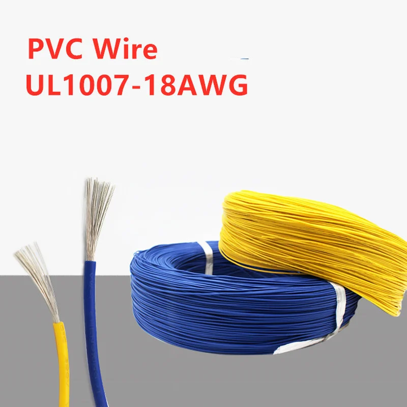 5meters 18AWG UL1007 PVC Wire OD 2mm Insulated Tinned Copper Electron Conductor Cable Lamp Environmental DIY Line 300V