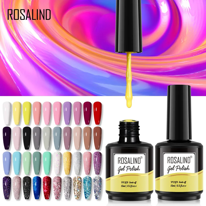 ROSALIND Soak Off Gel Nail Polish Bright For Nail Art Decoration Semi Permanent Manicure Varnishe Hybrid Base Top Coating 7/15ML