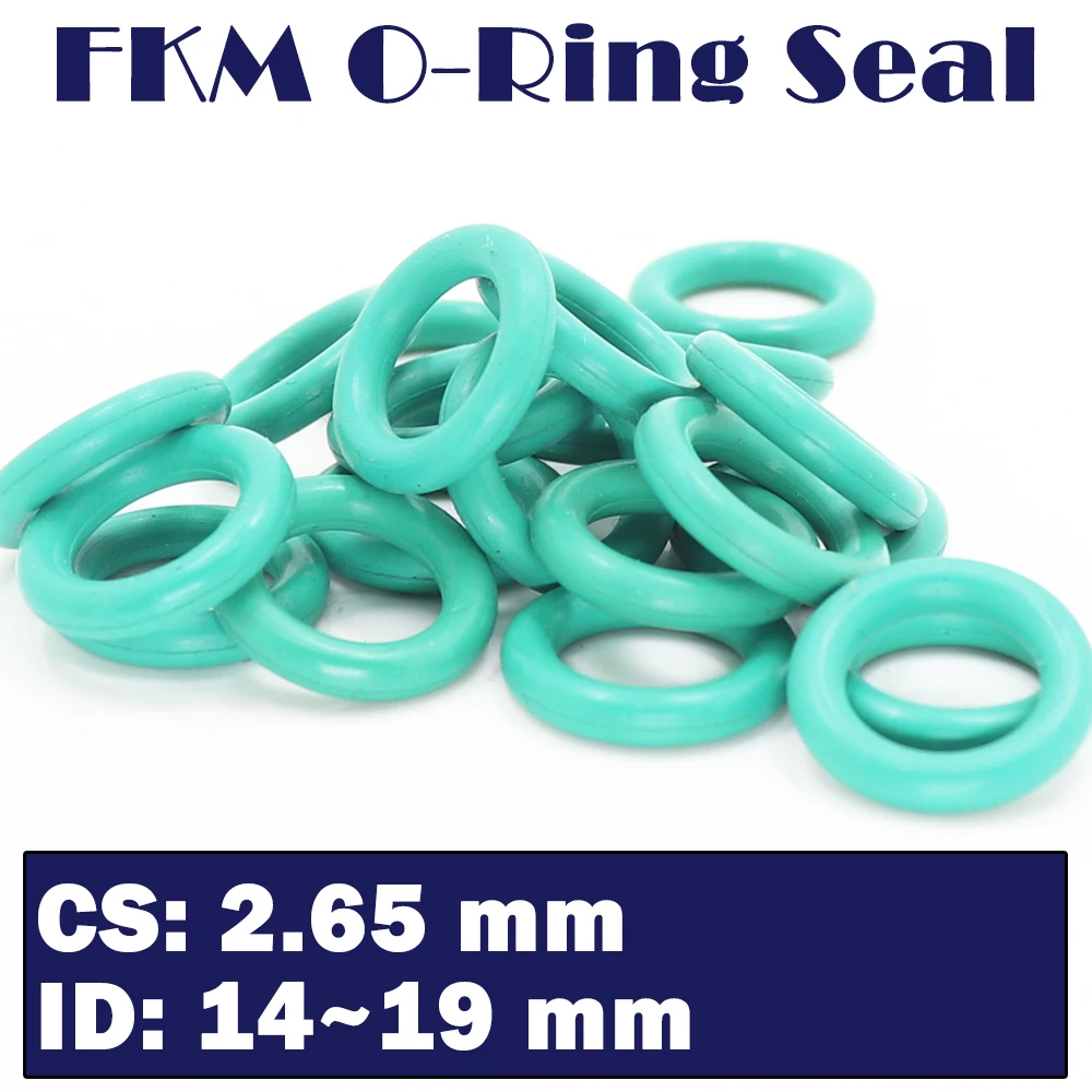 CS2.65mm FKM Rubber Ring ID 14/14.5/15.54/16/17/18/19*2.65 mm 100PCS O-Ring Fluorine Gasket Oil seal Green ORing