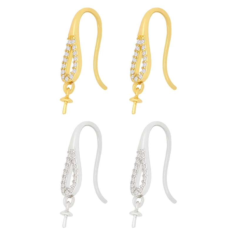 

OCESRIO Brass Genuine Gold Plated Earring Findings Earrings Clasps Hooks Zirconia Earring Hooks for Jewelry Making erha082