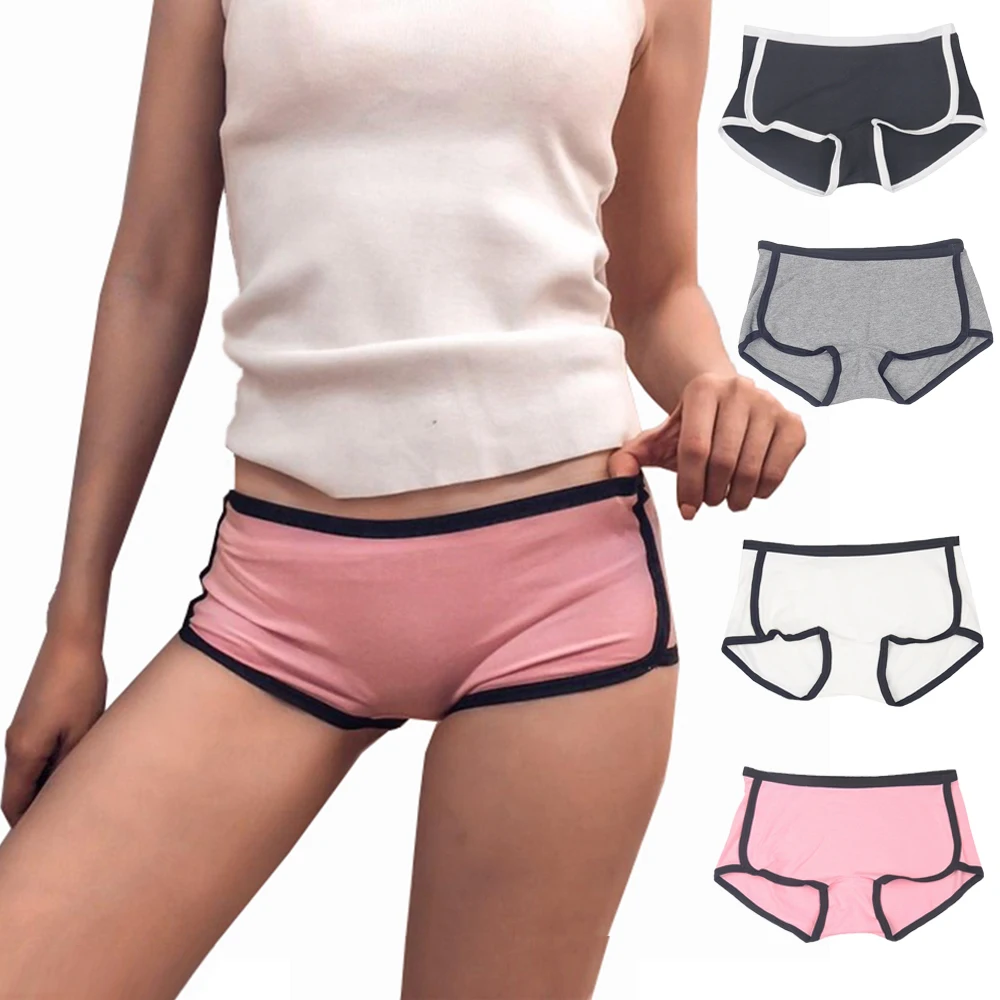 Boxer en coton doux taille moyenne pour femmes, sous-vêtements mignons, culottes de sport populaires, culottes pour garçons, shorty sexy