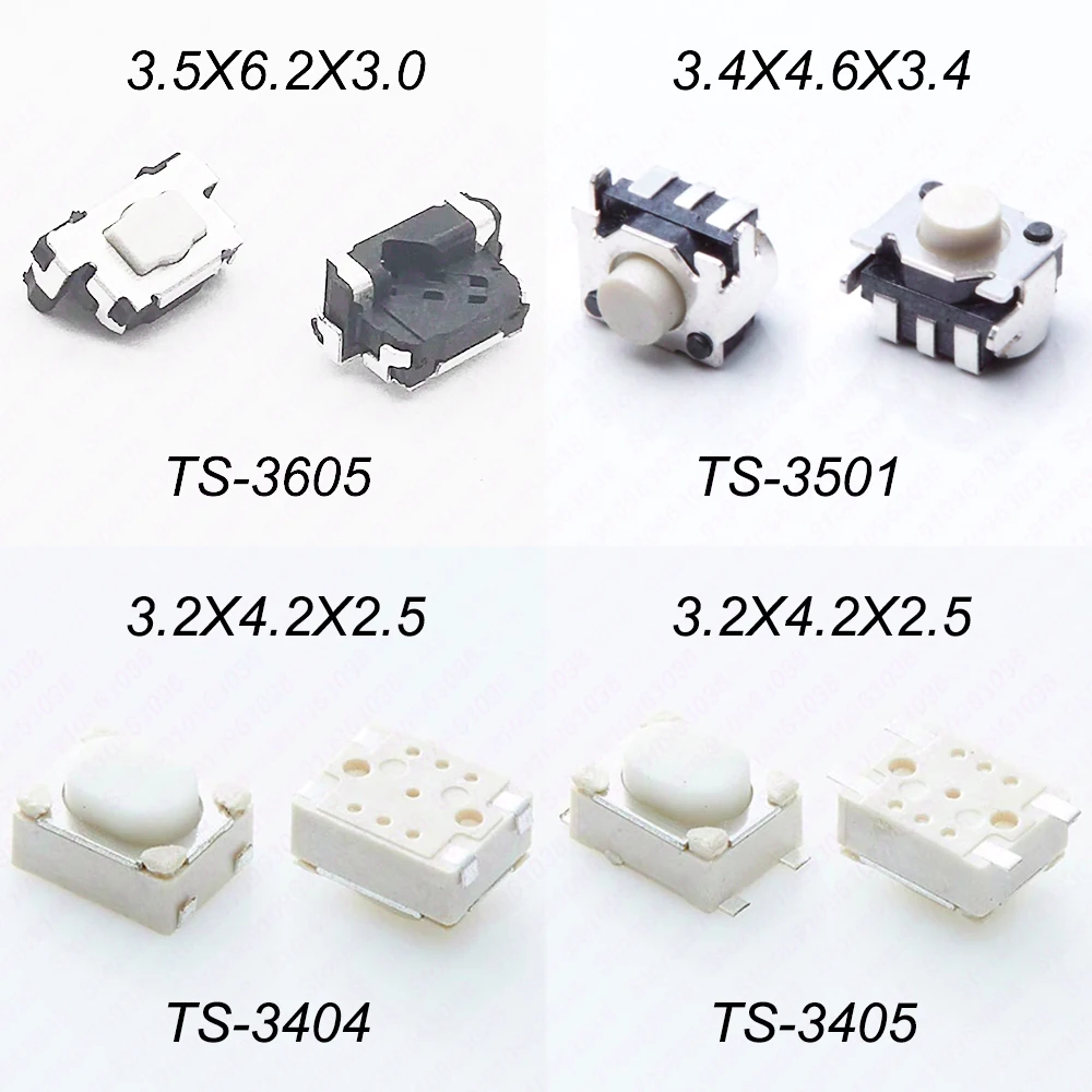 50PCS 3x4mm 3X6mm 4Pin Series Momentary Tact Switch SMT Kits Push Button Switch PCB Mounting Drop In