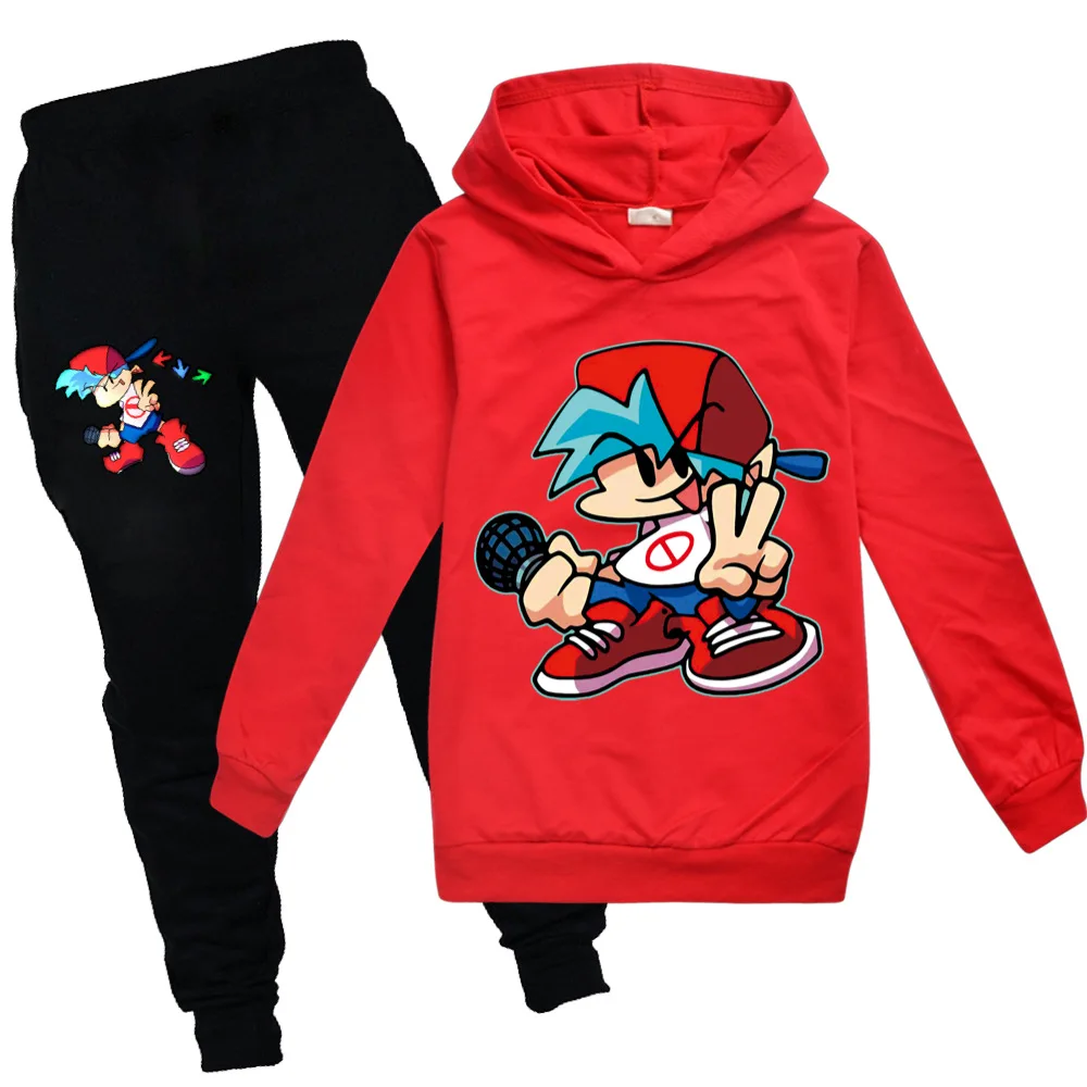 

Spring Autumn Children's Sets Hoodies Pants Two Piece Hood Boys Girls Sweatshirts Suits Tracksuit Kids Game Friday Night Funkin