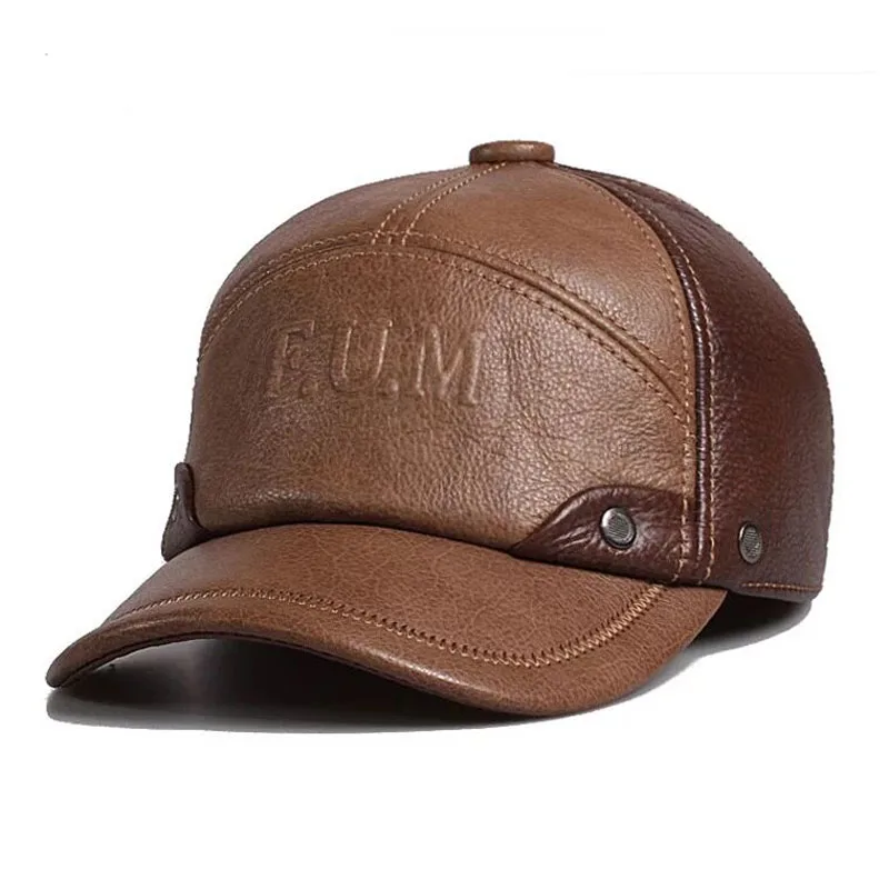 

Gorras Winter 2022 Baseball cap Hats Genuine Leather Men's Army Cap Hat High First Quality Cowhide Dad Adult Solid Adjustable