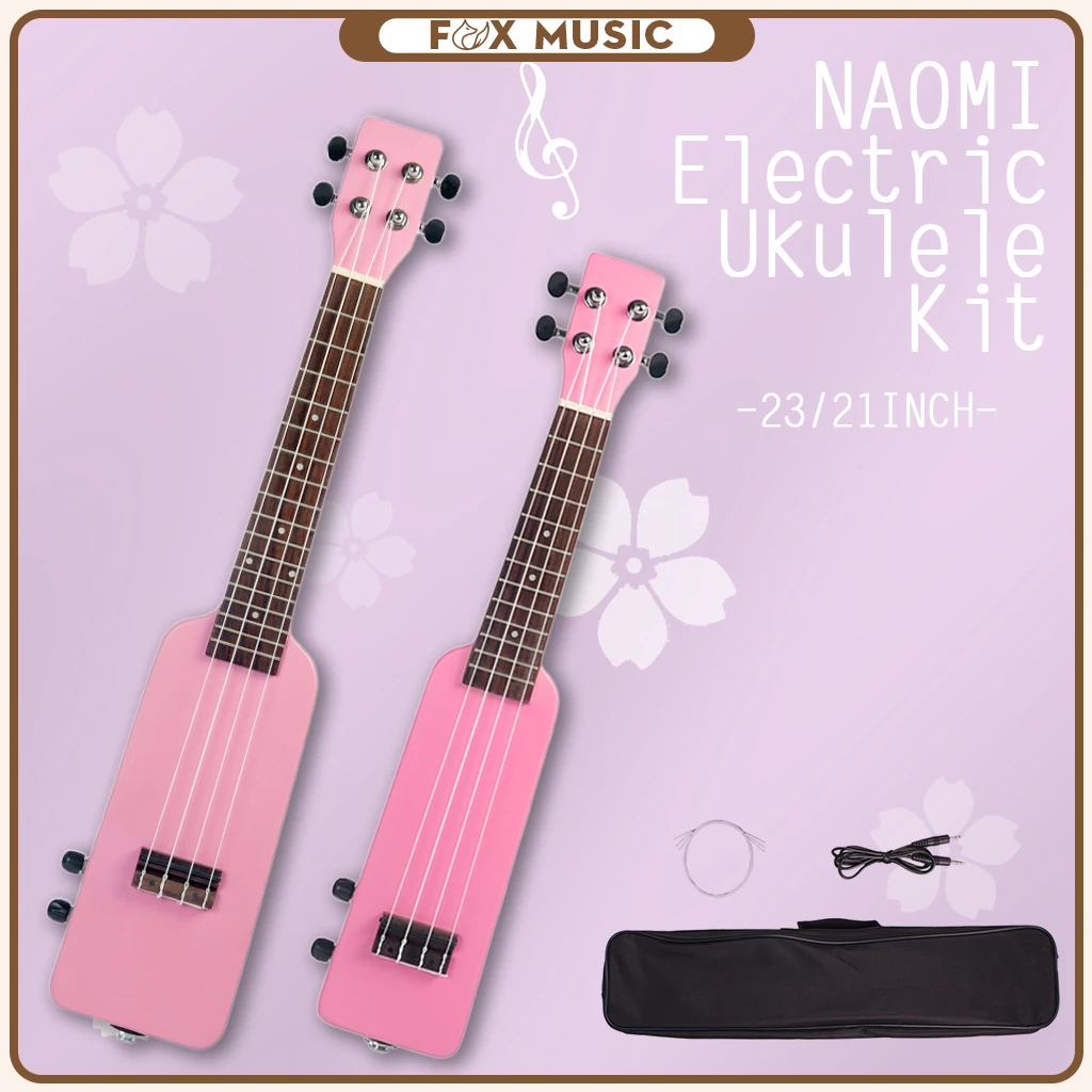 

21‘’/23‘’ Ukulele Set 4 Strings Soprano/Concert Electric Ukulele Pink Okoume Body Rosewood Fretboard w/ Gig Bag Hawaii Guitar