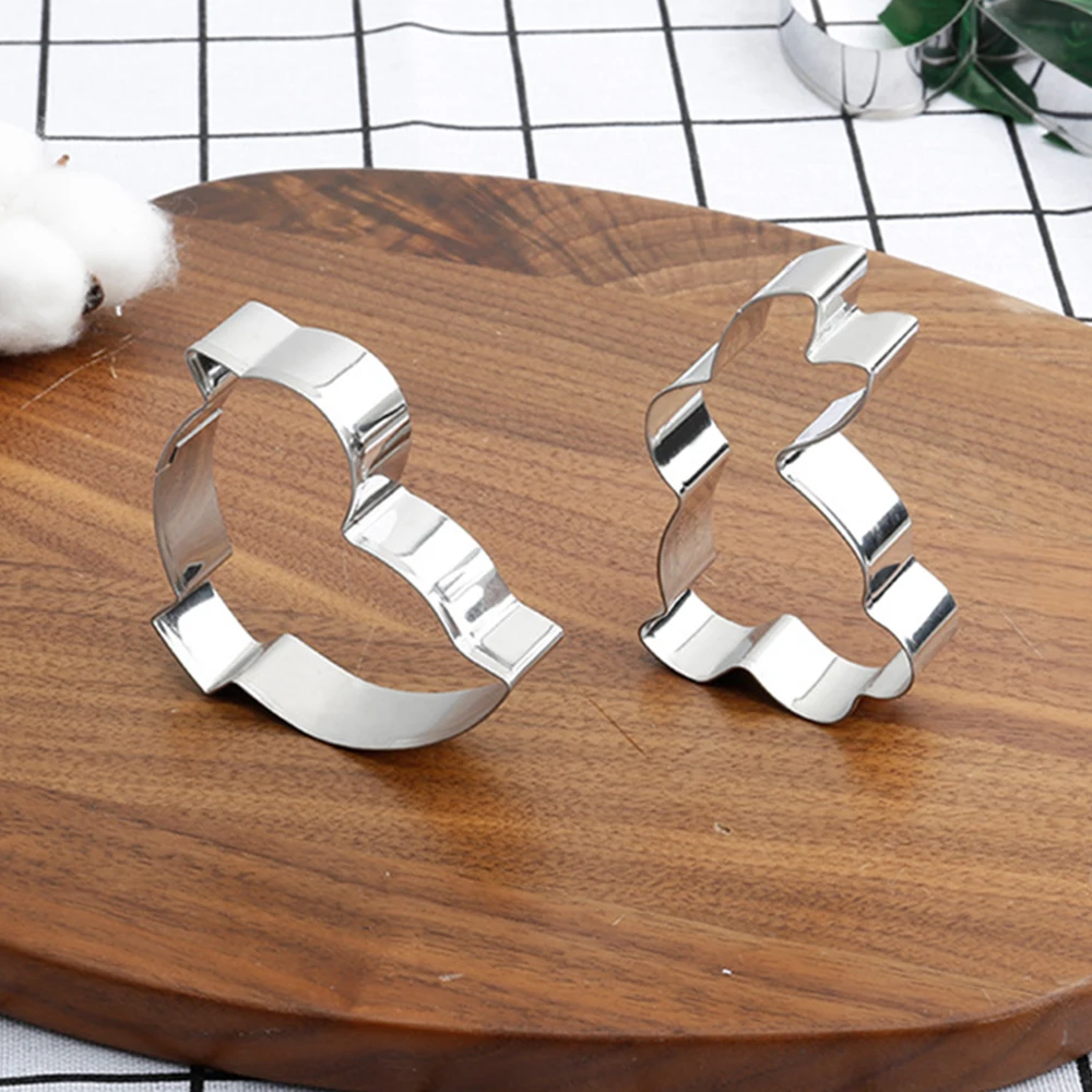 4pcs Stainless Steel Cutters Cookie 3D Animal Mould Cake Pendant Baking Tools for Easter Decoration Biscuit Mold Rabbit Chick