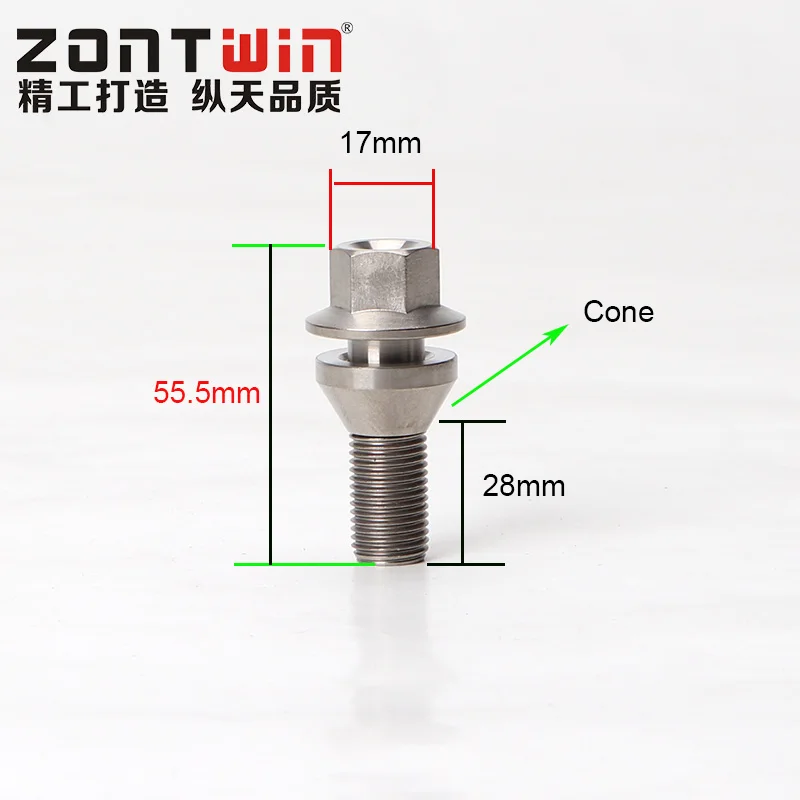 20 Pieces of GR5 titanium alloy forged wheel bolts, M14*1.5 taper, 28mm tooth length, suitable for BMW E65, Maserati