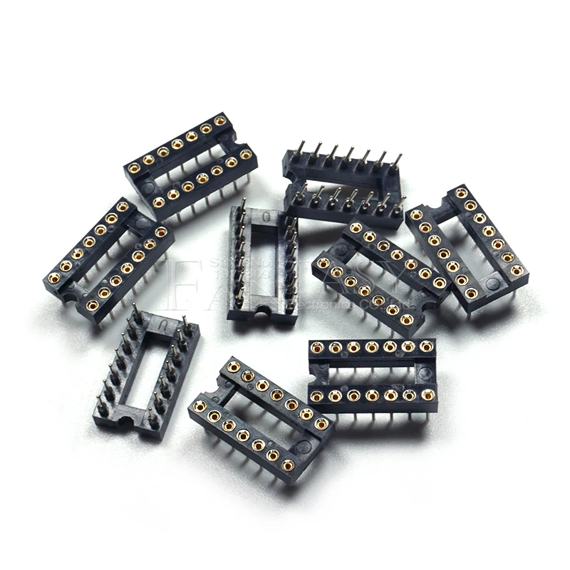 10pcs DIP-14 Round Hole 14 Pins 2.54MM DIP DIP14 IC Sockets 14 PIN 2.54 Adaptor Solder Type IC Connector