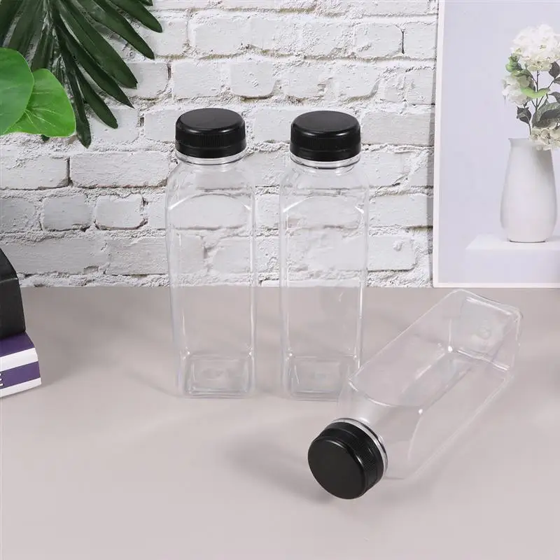 Contenedores de almacenamiento vacíos transparentes, botellas PET desechables con tapas para bebidas, botellas de jugo, 10 Uds., 400ml