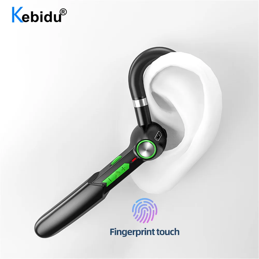 Handsfree HIFI 5.0 Bluetooth Headset Fingerprint Touch Wireless Earphone for iPhone Xiaomi Waterproof Earpiece With Mic HD Call