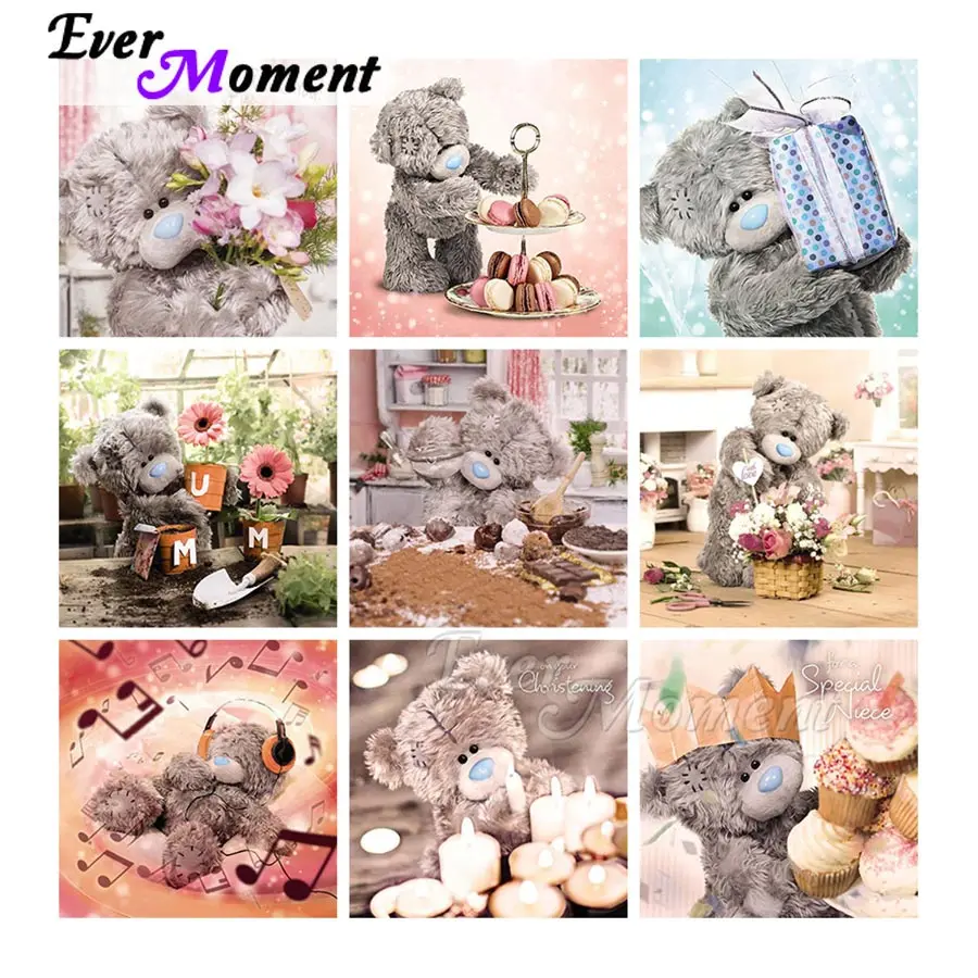 

Ever Moment Diamond Painting Lovely Bear Handicraft Painting By Diamond diy Full Square Round Resin Drill Home Wall Art ASF2164