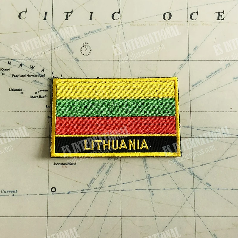 Picture 5: LITHUANIA  National Flag Embroidery Patches Badge Shield And Square Shape Pin One Set On The Cloth Armband   Backpack Decoration