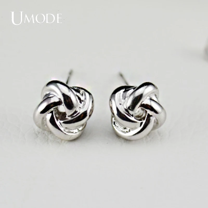 UMODE White Gold Color Classic Design Twist Love Knot Post Stud Earrings for Women JE0140B