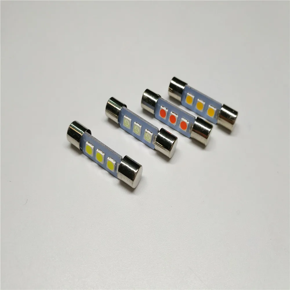 10PCS  Festoon Dome T6.3 28mm 3 SMD 3030 LED 3smd Light Bulb Car Vanity Mirror Lights Sun Visor Fuse Light White 12V