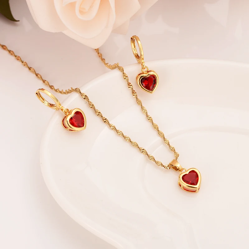

Hot Sale Copper Sets CZ Fashion Heart Jewelry Sets Women Valentine's Day Present Wedding Nicely Party Gifts