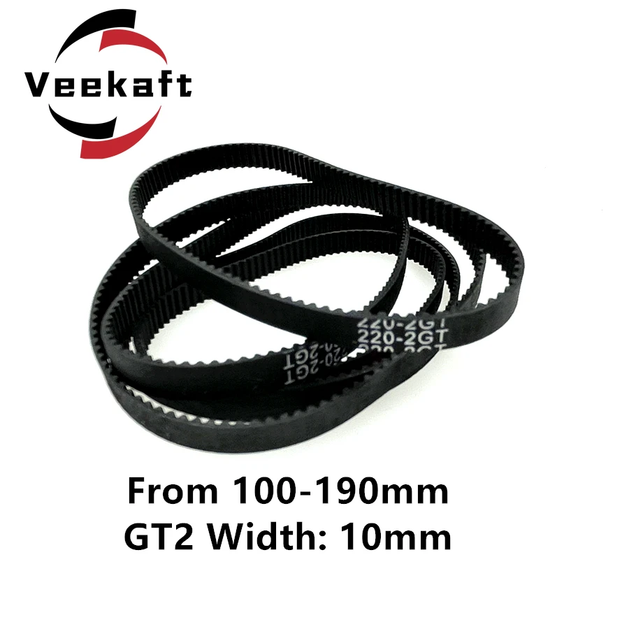 3D Printer Parts GT2 10mm Closed Loop Rubber Timing Belt 100 110 120 130 140 142 144 150 154 158 160 162 170 180 190mm 2GT 1pcs