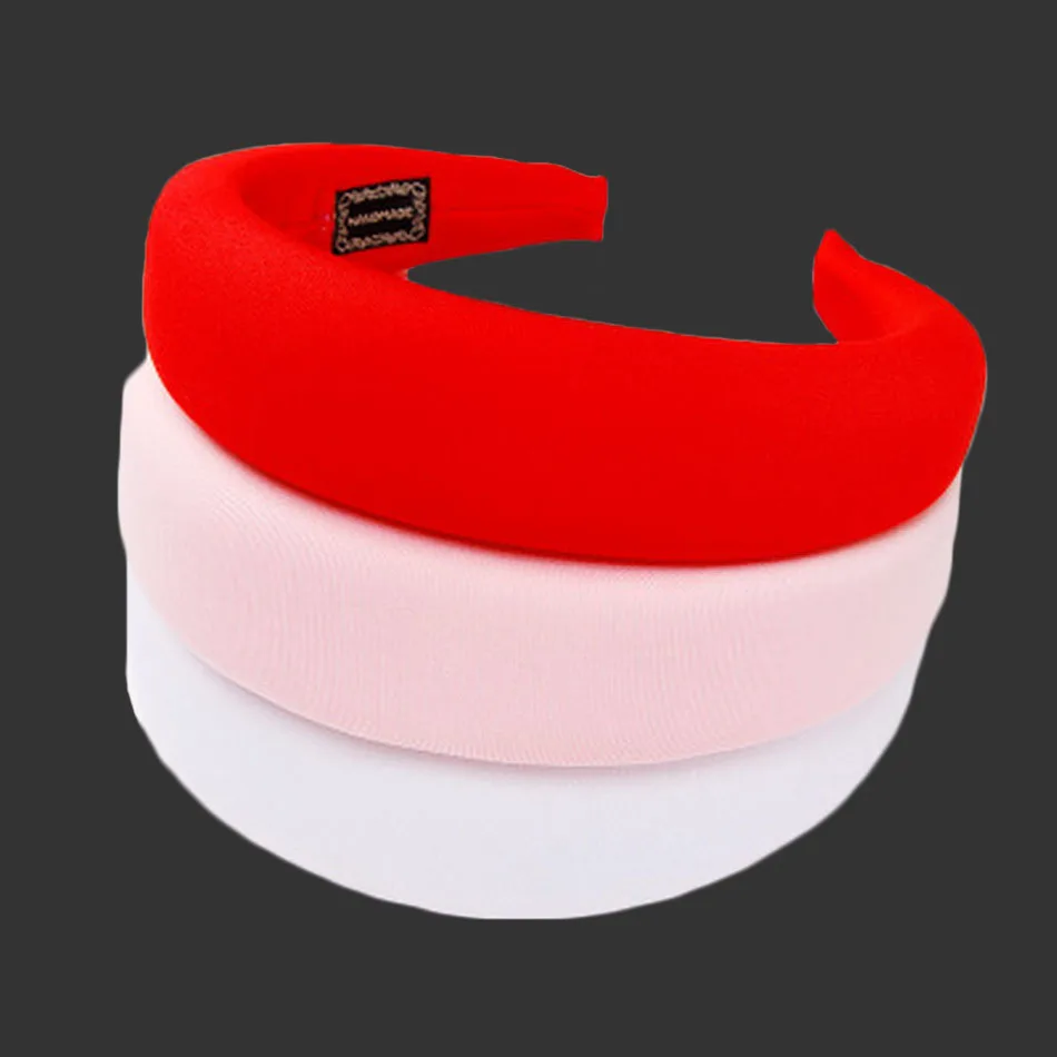2020 Women Fashion Non-slip Satin Padded Headbands Solid Colors 4cm Width Hairbands Girl Makeup Turban Hair Hoops Accessories