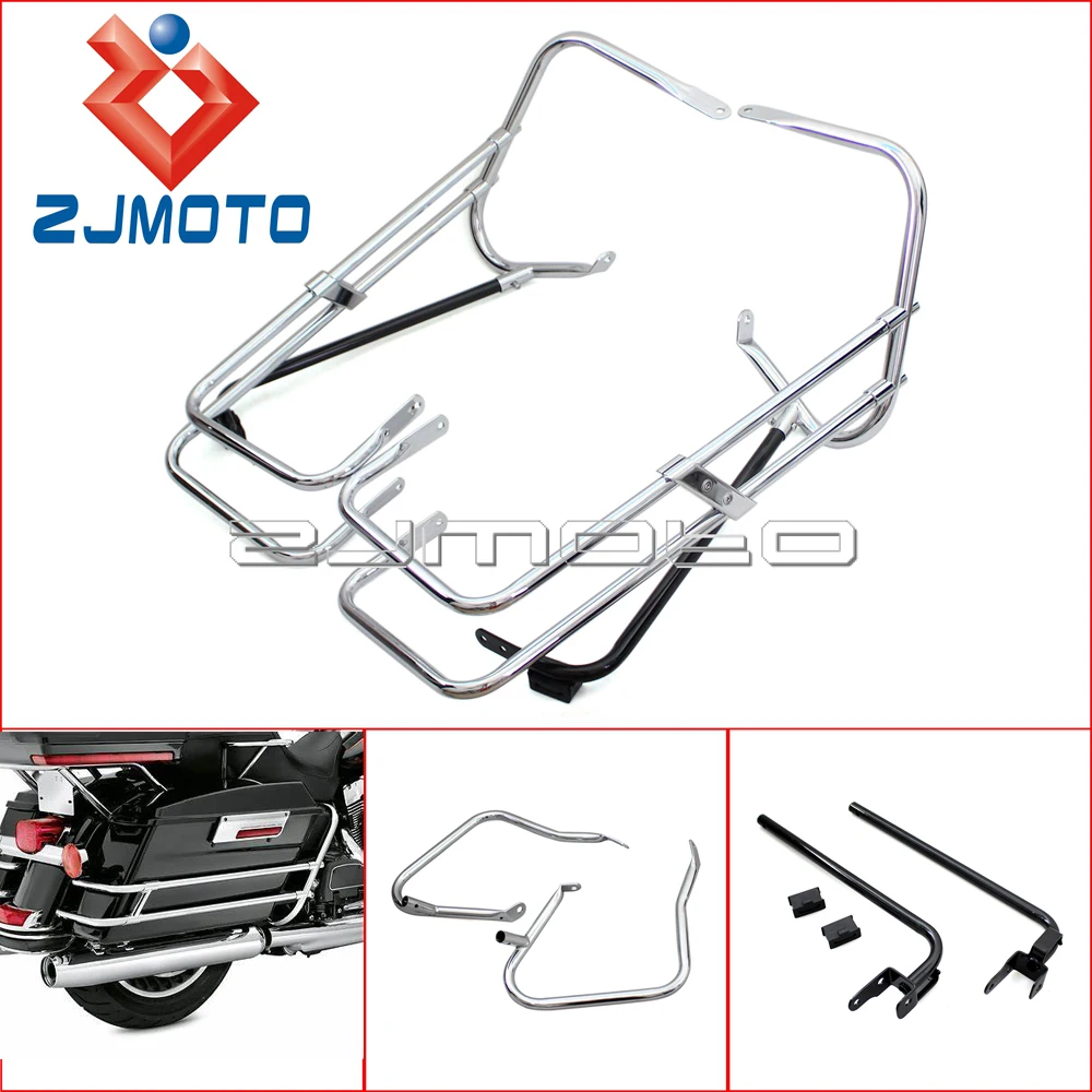 

Twin Rail Saddlebag Guard Support Kit For Harley Road King Electra Street Road Glide FLHR FLHT 97-08 FLHTCUSE 06-08 FLTR 98-08