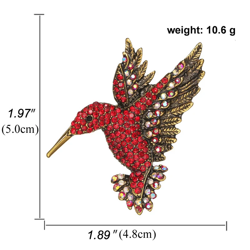 Morkopela New Delicate Crystal Rhinestone Hummingbird Brooch Women Colourful Kingfisher Animal Pin Brooch Jewelry Gifts for Girl