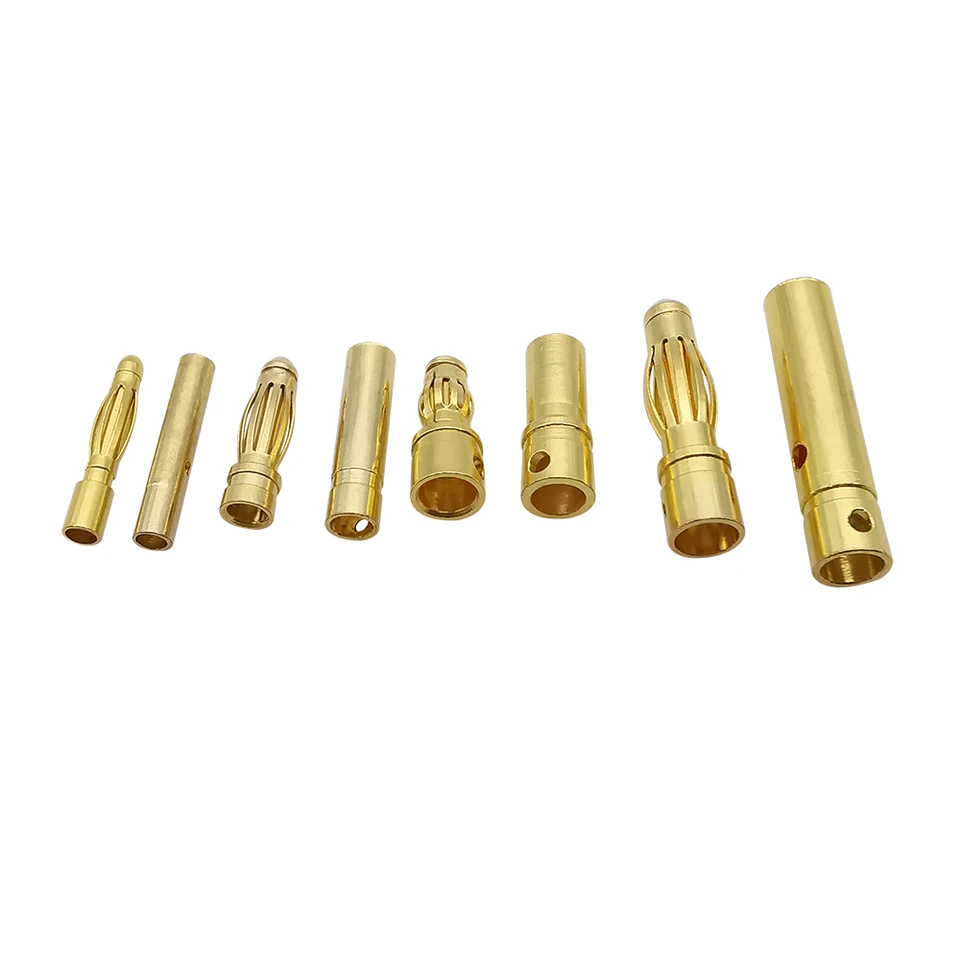 Conectores Banana Tipo Bala de 2mm 3mm 3.5mm 4mm Dorados, Macho y Hembra para Baterías RC 3