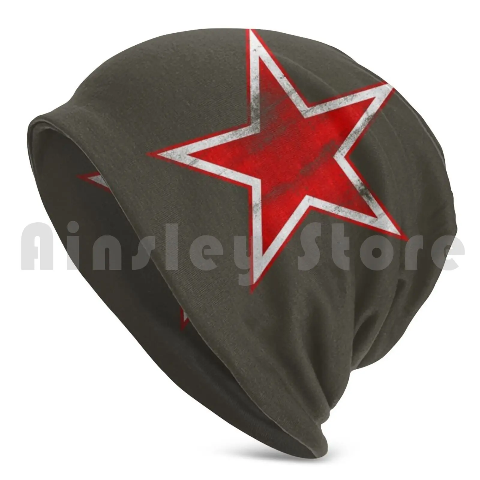 Vintage Soviet Russian Retro Red Star Beanie Hedging Cap DIY Print Cushion Soviet Russian Vintage Retro Geek